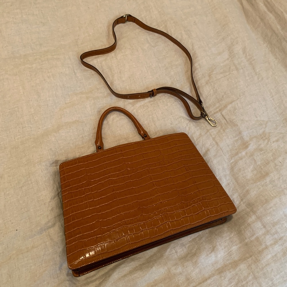 Brown Italian leather structured purse